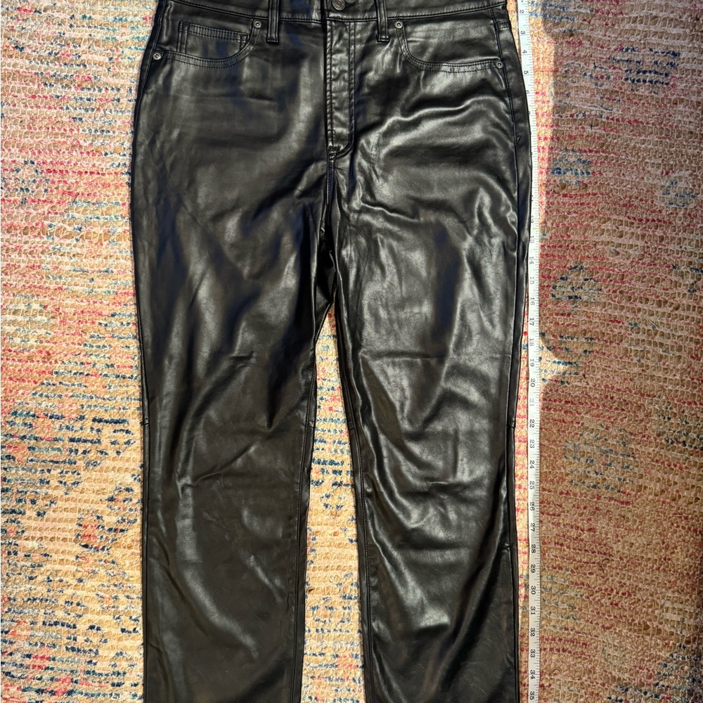 High Rise Faux-Leather Vintage Slim Pants